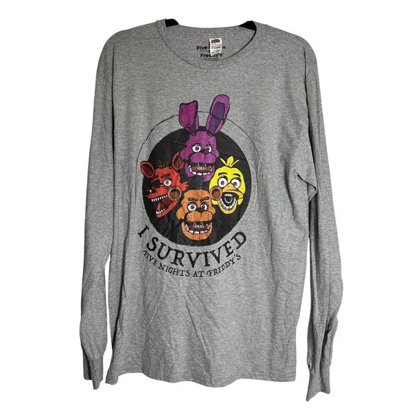 FIVE NIGHTS AT FREDDY'S Graphic Tee NEW Long Sleeve Gray Size M - Picture 2 of 6